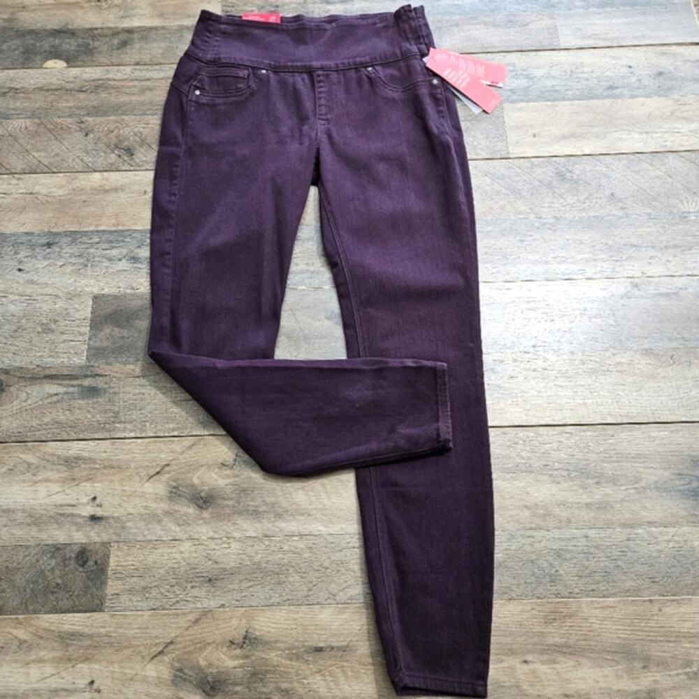 Spanx Womens Cropped Denim Leggings Deep Purple High Rise Pull On Pants Large